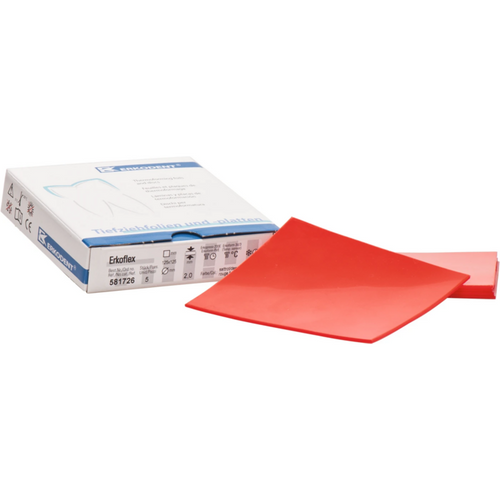 Erkoflex-color Pack of 5 squares, 125 x 125 mm, thickness 2 mm, deep red