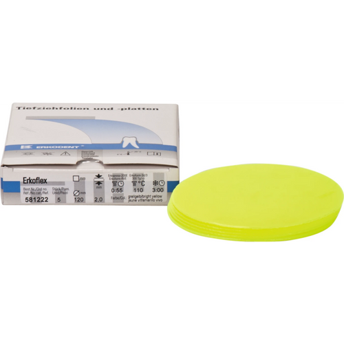 Erkoflex-color Pack of 5 pieces Ø 120 mm, thickness 2 mm, bright yellow