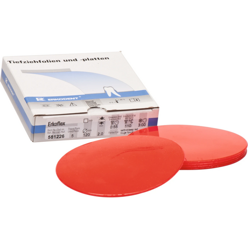 Erkoflex-color Pack of 5 pieces Ø 120 mm, thickness 2 mm, deep red