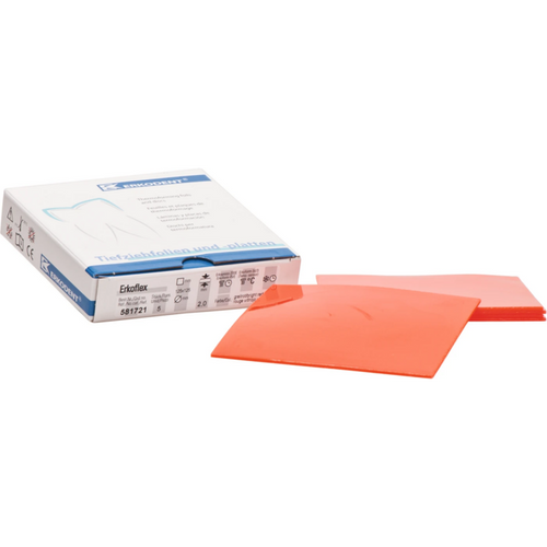 Erkoflex-color Pack of 5 squares, 125 x 125 mm, thickness 2 mm, bright red