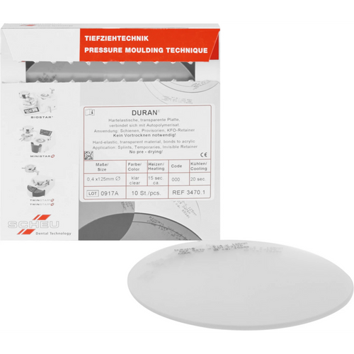 DURAN® Pack of 10 pieces round, Ø 125 mm, thickness 0.4 mm