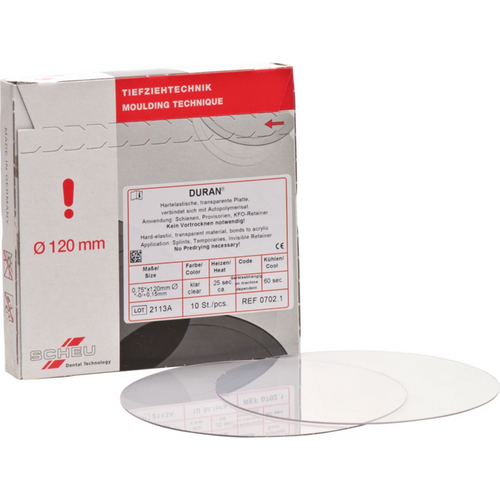 DURAN® Pack of 10 pieces round, Ø 120 mm, thickness 0.75 mm