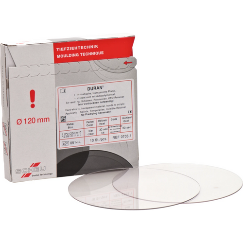DURAN® Pack of 10 pieces round, Ø 120 mm, thickness 1 mm