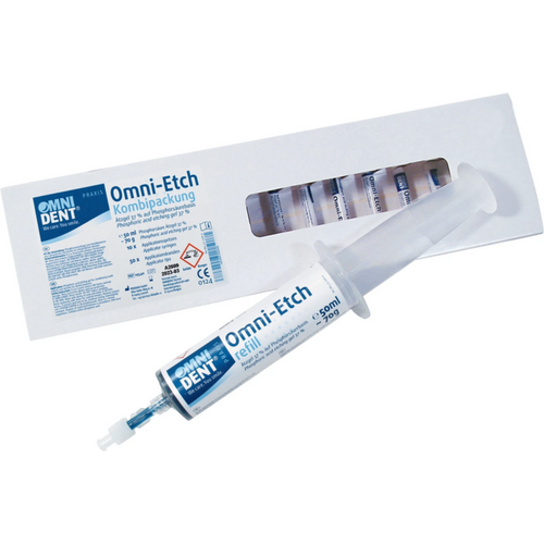 Omni-Etch 70 g jumbosprøyte, 10 påføringssprøyter, 1 overføringsadapter, 50 påføringsspisser