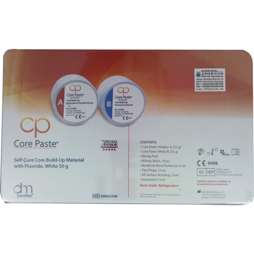 Core Paste kit 2 x 25 g boks med fluorid hvit, tilbehør