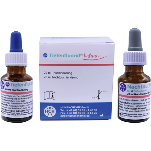 Deep fluoride balance stor pakning 20 ml berøringsløsning, 20 ml natt-berøringsløsning