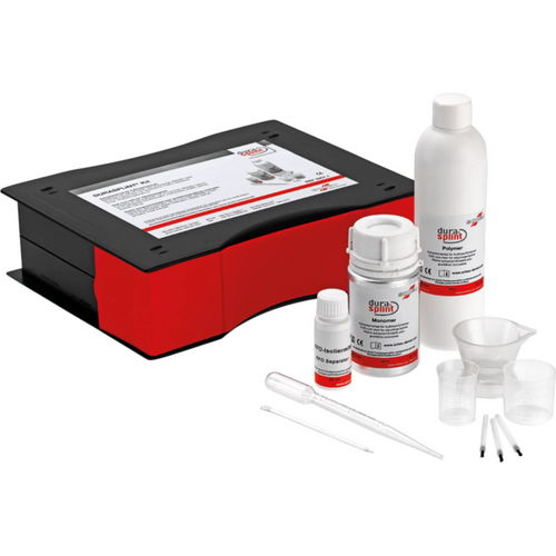 DURASPLINT® Kit 200 g polymer, 100 ml monomer, 1 dosing and mixing cup, 20 ml orthodontic insulating agent including brush, accessories
