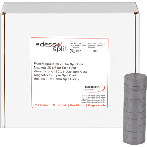 Splitcast round magnets Pack of 100 pieces 20 x 6 mm