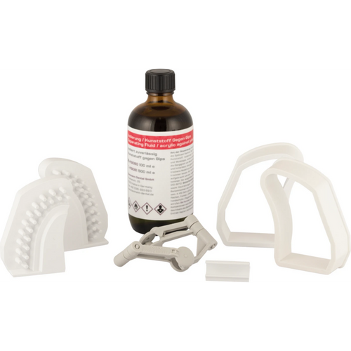 Quadra Base® Set of 20 model bases, 4 cuffs, 10 disposable articulators, 1 model adapter