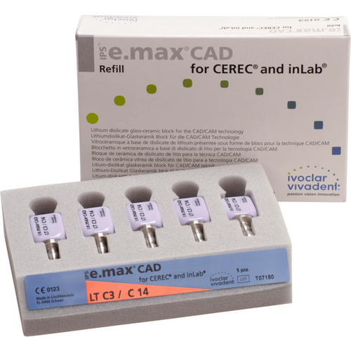IPS e.max CAD for CEREC/InLab 5 stk. størrelse C14, C3 LT