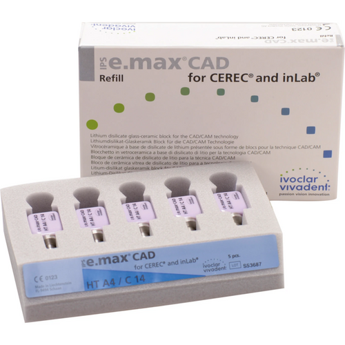 IPS e.max CAD for CEREC/InLab 5 stk. størrelse C14, A4 HT