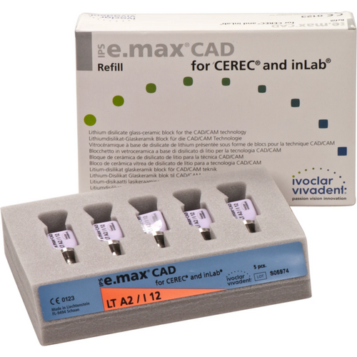 IPS e.max CAD for CEREC/InLab 5 stk. størrelse I12, A2 LT