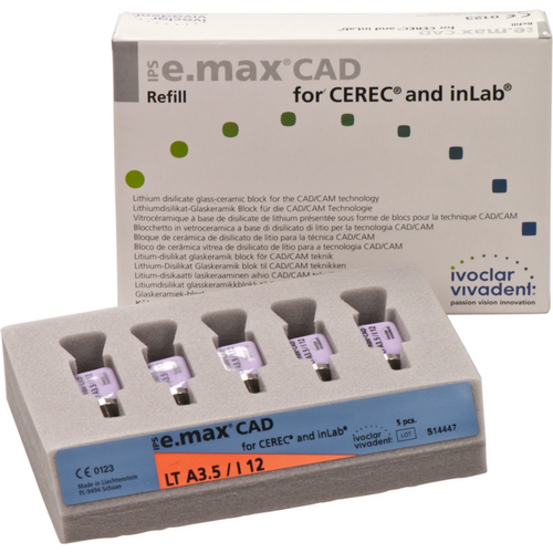 IPS e.max CAD for CEREC/InLab 5 stk. størrelse I12, A3.5 LT