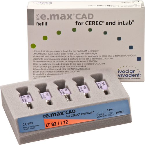 IPS e.max CAD for CEREC/InLab 5 stk. størrelse I12, B2 LT