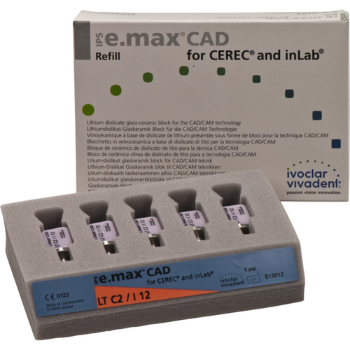 IPS e.max CAD for CEREC/InLab 5 stk. størrelse I12, C2 LT