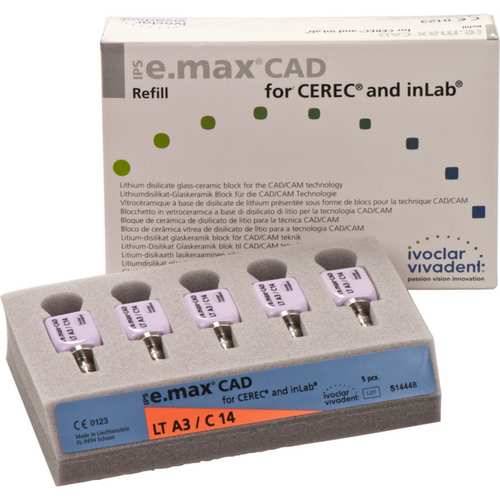 IPS e.max CAD for CEREC/InLab 5 stk. størrelse C14, A3 LT