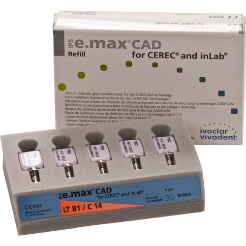 IPS e.max CAD for CEREC/InLab 5 stk. størrelse C14, B1 LT
