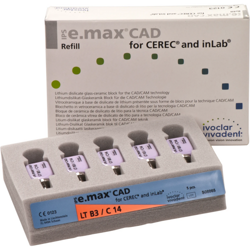 IPS e.max CAD for CEREC/InLab 5 stk. størrelse C14, B3 LT