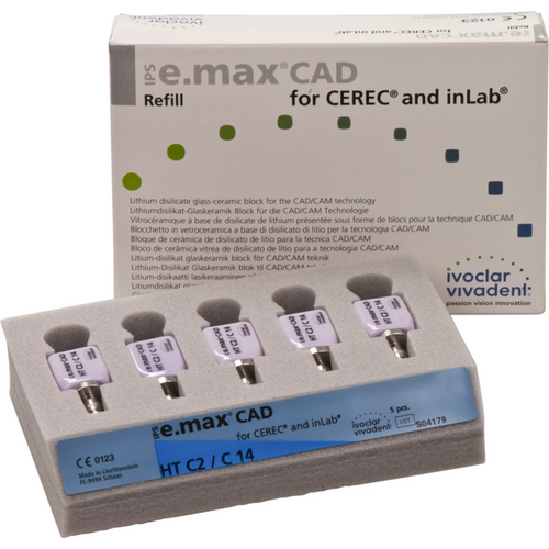 IPS e.max CAD for CEREC/InLab 5 stk. størrelse C14, C2 HT