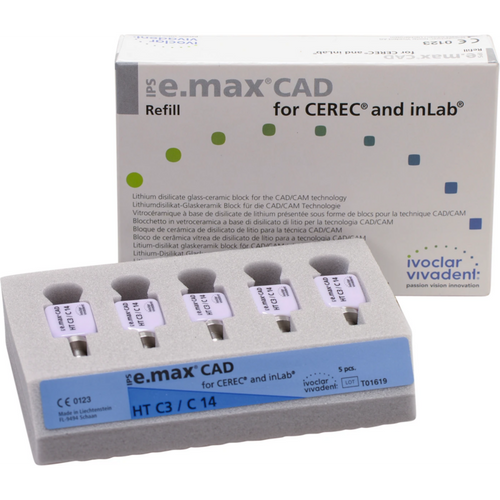 IPS e.max CAD for CEREC/InLab 5 stk. størrelse C14, C3 HT