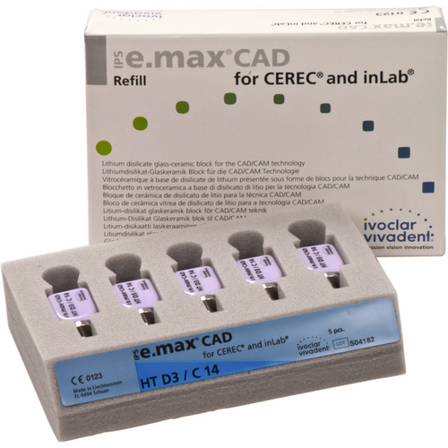 IPS e.max CAD for CEREC/InLab 5 stk. størrelse C14, D3 HT