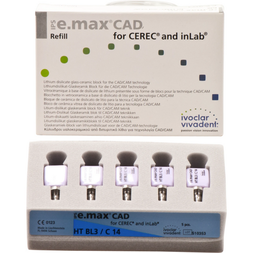 IPS e.max CAD for CEREC/InLab 5 stk. størrelse C14, BL3 HT