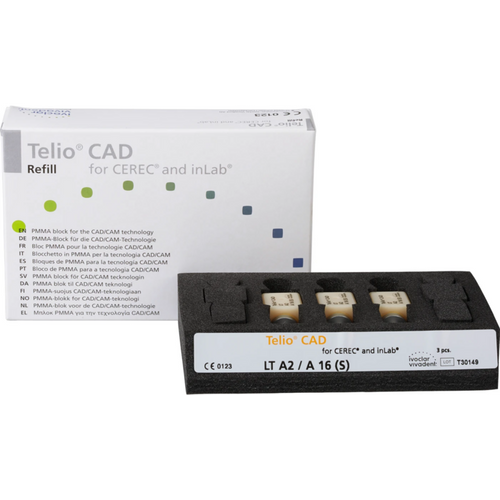 Telio® CAD A16 for CEREC/inLab Pakke med 3 stk. størrelse A16 S, A2 LT