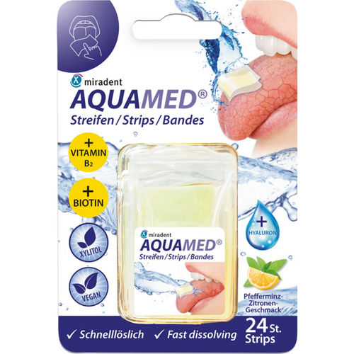 miradent AQUAMED® strimler Pakke med 24 stk, sitron- og mintsmak