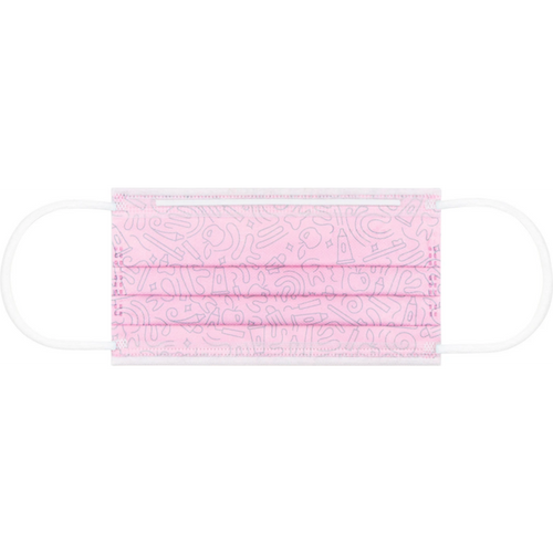 Monoart munn- og nesebeskyttelse Pro Graffiti Pakke med 50 stk med elastisk bånd, rosa