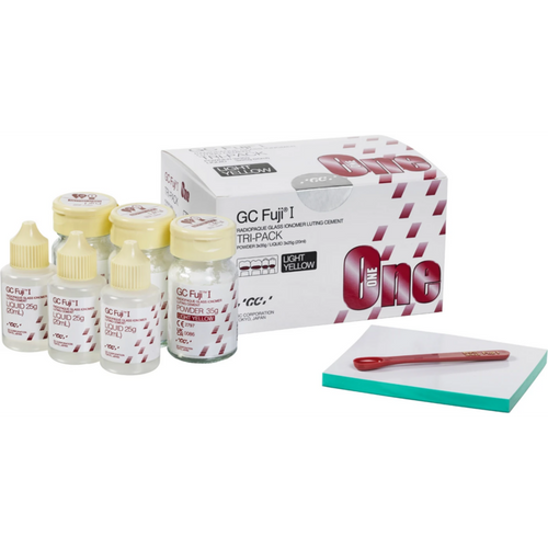 GC Fuji I Trippakning 3 x 35 g pulver Lys gul, 3 x 20 ml væske, tilbehør