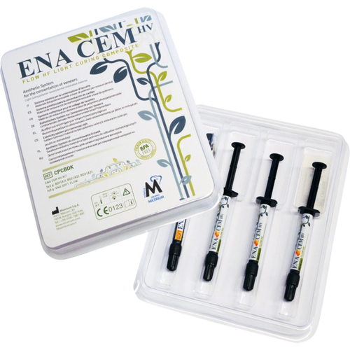 EnaCem Bio HV Sett 3 x 2 g sprøyter med dentinkompositt (BD1, BD2, BD3), 1 sprøyte Ena Soft Flow