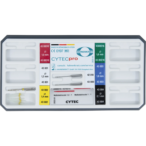 CYTECpro Testsett 2 kanalutvidere, 1 kalibreringsbor, 3 rotstifter, størrelse 2