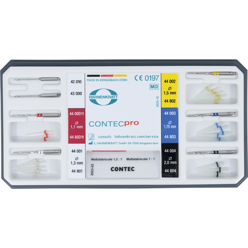 CONTECpro Standardsett 2-kanals utvidere, 5 kalibreringsbor, 21 pinner, 1 tom sortimentsboks, 1 målesjablon