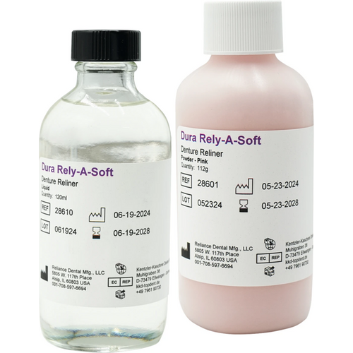 Dura Rely-A-Soft - mykt protesefôr Sett 112 g rosa pulver, 120 ml væske