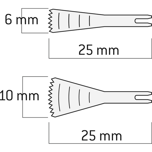 Sagblader Pakke med 5 sagittale sagblader, 25 mm, 10 mm, 0,3 mm