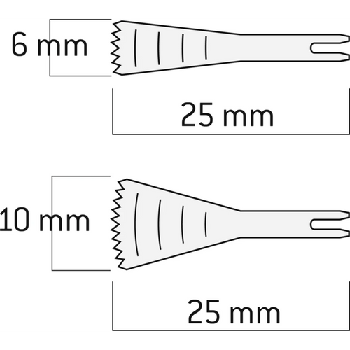 Sagblader Pakke med 5 sagittale sagblader, 25 mm, 10 mm, 0,3 mm