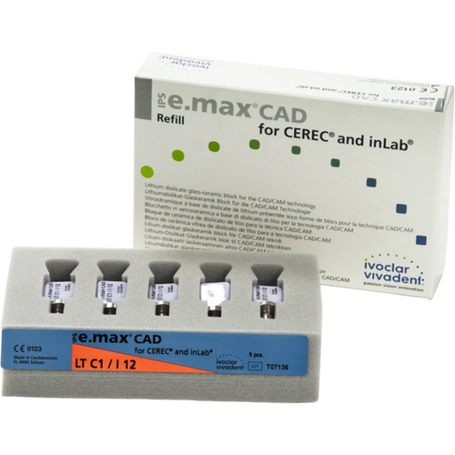 IPS e.max CAD for CEREC/inLab Pakke med 5 blokker størrelse I12, C1 LT