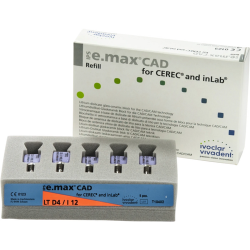 IPS e.max CAD for CEREC/inLab Pakke med 5 blokker størrelse I12, D4 LT