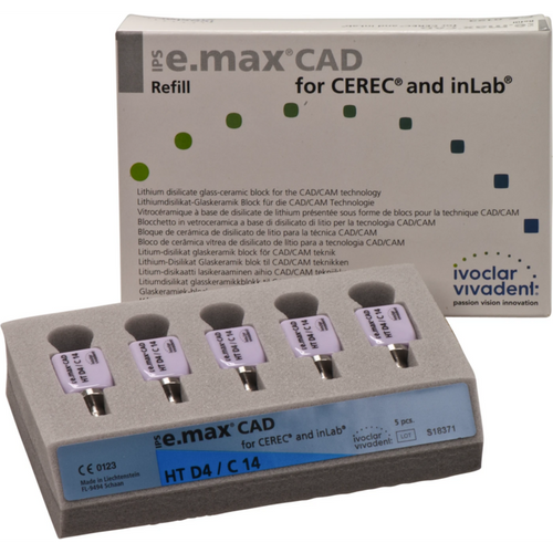IPS e.max CAD for CEREC/InLab 5 stk. størrelse C14, D4 HT