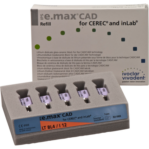 IPS e.max CAD for CEREC/InLab 5 stk. størrelse I12, BL4 LT