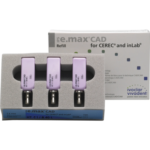 IPS e.max CAD Veneering Solutions for CEREC/inLab Pakke med 3 stk, størrelse B40 L, C1 HT