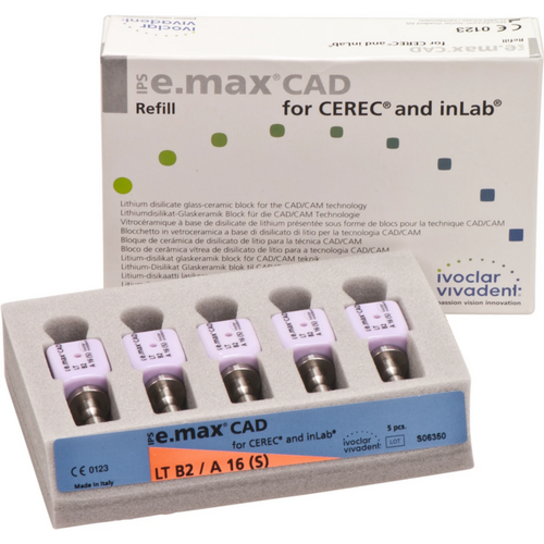 IPS e.max CAD Abutment-løsninger til CEREC/InLab 5 stk. A-D, størrelse A16S, B2 LT
