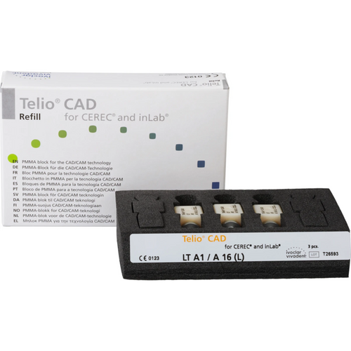 Telio® CAD A16 for CEREC/inLab Pakke med 3 stk størrelse A16 L, A1 LT
