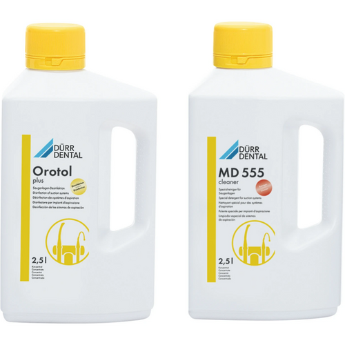 Orotol® plus desinfeksjon av sugesystem Sett 2 x 2,5 liter Orotol Plus, 2 x 2,5 liter flaske MD 555 Cleaner