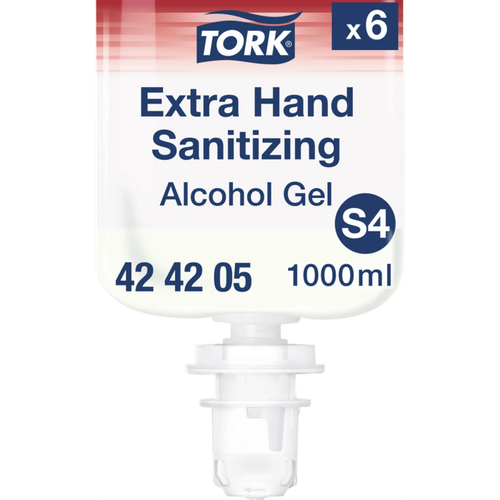 TORK® Extra desinfiserende håndalkoholgel Kartong 6 x 1-liters flasker