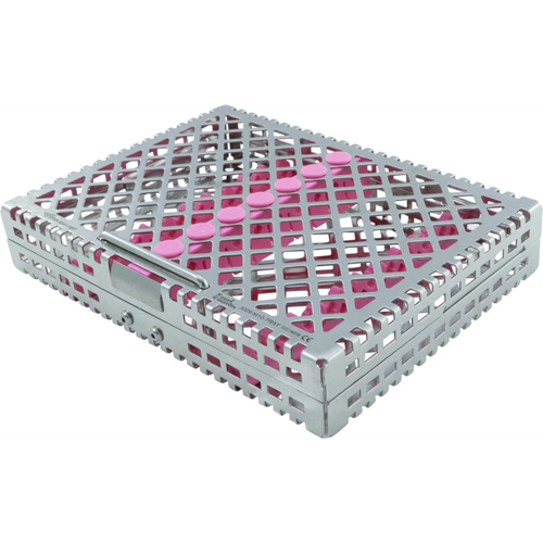 Steri-Wash-brett Stk. 190 x 140 x 34 mm rosa silikon, for 10 instrumenter (3029-M10-PK)