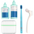 CURAPROX BDC sett med 2 rengjøringsmidler (daglig, ukentlig), oppbevaringsboks, protesebørste, tannbørste, oppbevaringspose, instruksjoner
