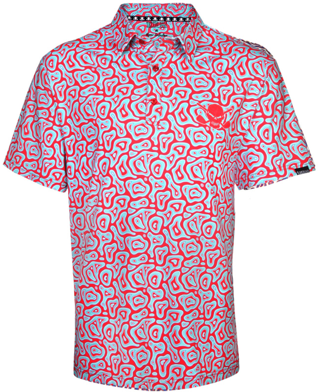 Vapor graphic print red golf shirt Men's Golf Polo (red shirt) Wild Golf  Shirts with skulls