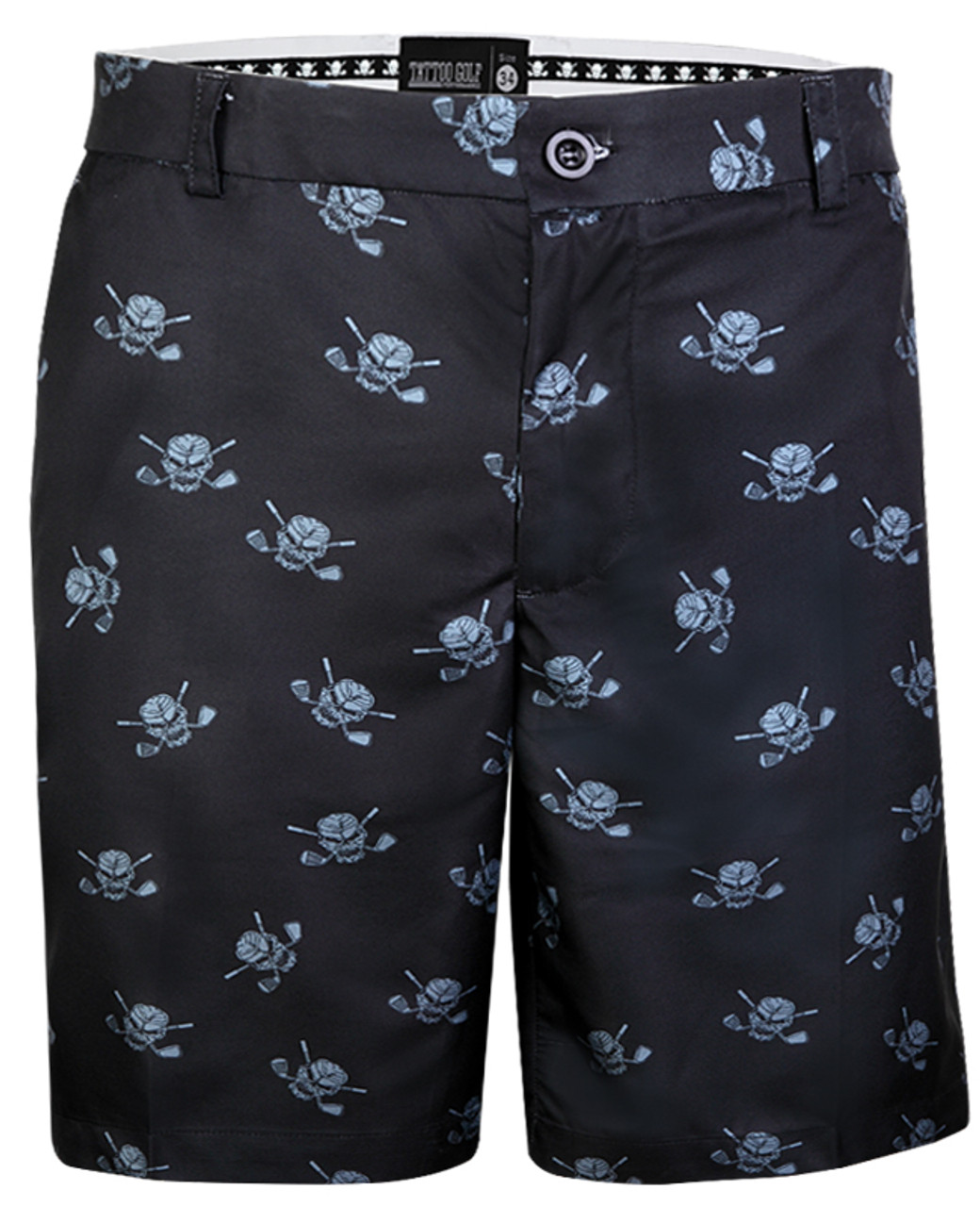 Camo Golf Shorts for Men - ProCool Performance - black Camo skull clothing