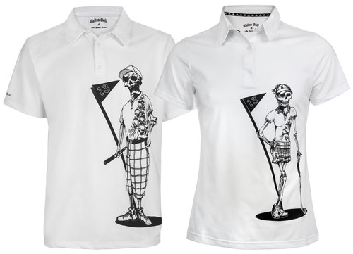 Matching Golf Shirts - His and her's Mr. & Mrs. Bones Cool-Stretch Golf Shirts!  Grab a couple for your next event.
